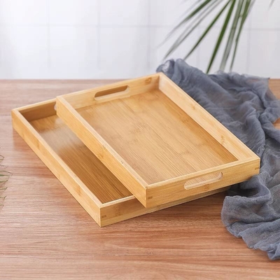 환경 친화적 직사각형 대나무 트레이 지속 가능한 현대 디자인과 자연 색상 패러다임